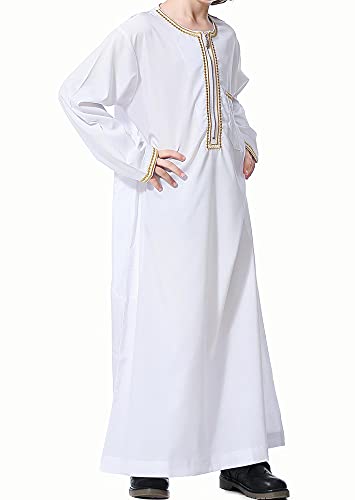 Chilaba blanca para niños ropa tradicional árabe infantil de algodón 3