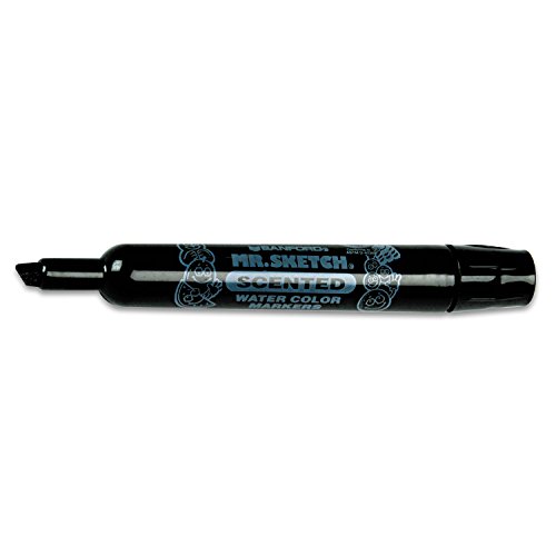 Mr. Sketch Scented Watercolor Marker, Chisel Tip, Black, Dozen, 1 PACK,