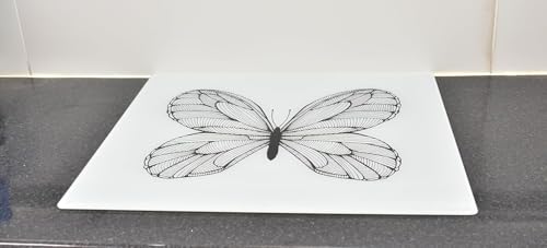 Biznest Universal Hob Cover Plate Tempered Glass Worktop Saver Dishwasher Safe 5mm All Types of Cookers (Butterfly, 52x60x0.5cm)