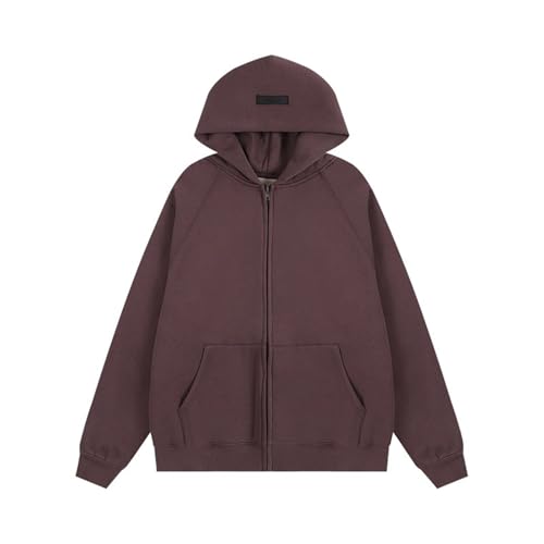 Cremallera sobredimensionada - Sudadera con capucha, diseño minimalista con bolsillos delanteros, chaqueta con capucha de ajuste suelto casual, ropa exterior de moda para hombres /-color01||m