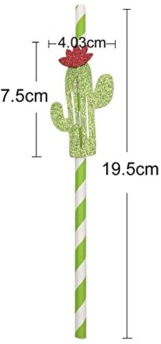 10 Pitillos desechables de papel cactus verdes para fiesta miniatura 4