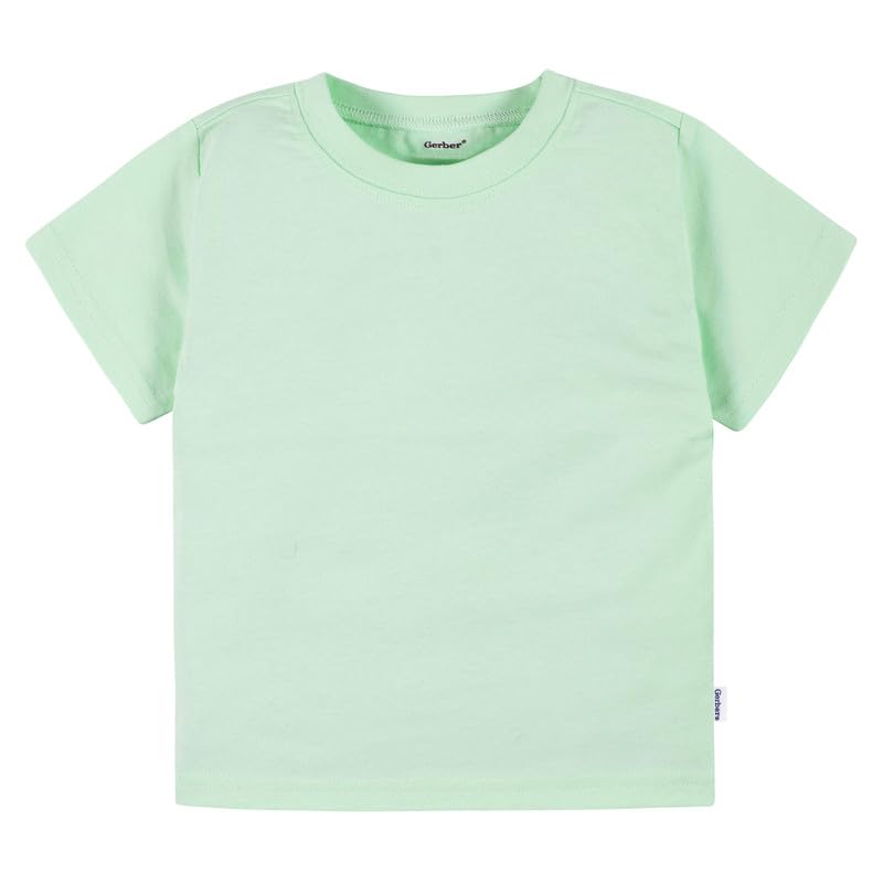 Image of Gerber Baby & Toddler 5-Pack Solid Short Sleeve T-Shirts Jersey 160 GSM