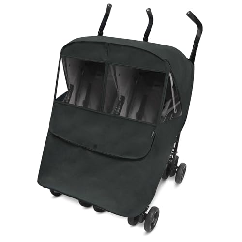 Manito Melange Twin/Double Stroller Weather Shield/Stroller Cover, Water-Repellent, Weather Protection for Rain, Snow, Wind & Cold, All Season (Charcoal Grey)