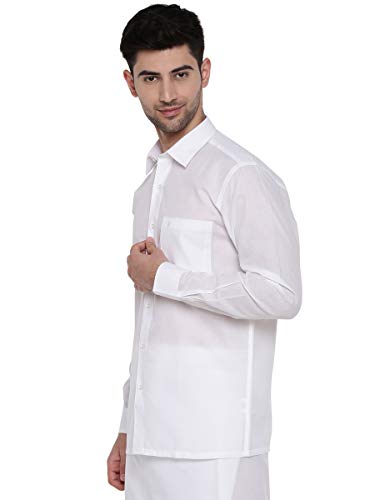 Image of RAMRAJ Mens Cotton Spread Collar Solid White Full Sleeve Formal Shirt