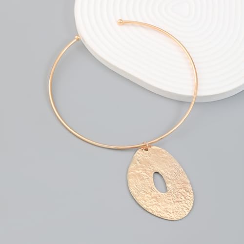 African Jewelry Gold Plated/Silver Choker Necklace for Women Men Unisex,Metal Circle Collar Necklace Irregular Pendant Necklace Statement Costume Ethnic Tribal Accessories4