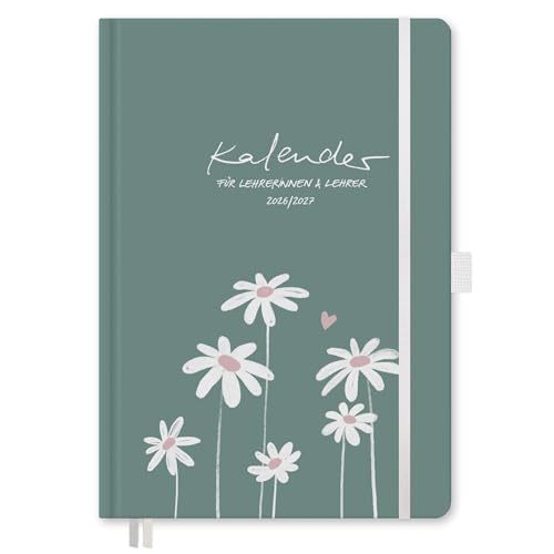 Eine der Guten Lehrerkalender 2026 2027 A5+ Lehrerplaner 4 Seiten pro Woche hochwertiger Hardcover Schulplaner für Schuljahr 26/27 mint weiß 17x24 cm klimaneutral