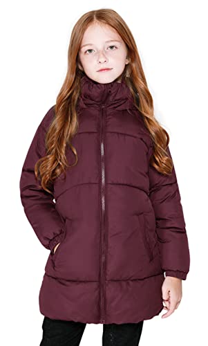 Image of SOLOCOTE Girls Winter Coats Heavyweight Mediun Length Warm Jackets Down-like Cotton Wadding Outwear 3-14Y