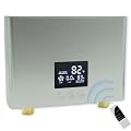 DAORDAER Mini Electric Tankless Water Heater 3000W 110V Constant Temperature Instant Hot Water Heater with Remote Control Digital Display On Demand Hot Water Heater (110V/3000W - SILVER(with plug))