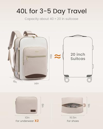 Image of LOVEVOOK 40L Travel Backpack for Women & Men, Airline Approved Carry On Luggage with 3 Packing Cubes, TSA Overnight Bags, Waterproof Personal Item Bag, Weekender Essentials Backpacks fits 17 inch Laptop