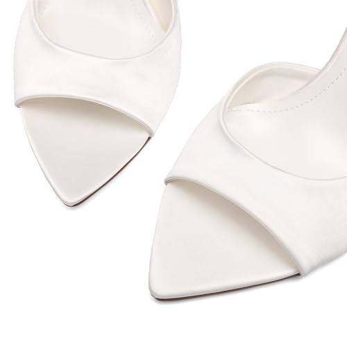 Image of Riekhany High Heel Mules for Women Slip On Open Pointed Toe Classy Patent Leather Stiletto Pumps Formal Slingback Mule Sandals Dress Walking Shoes