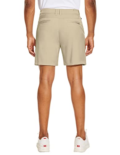 PULI Men's Golf Dress Shorts Flat Front Hybrid 7 Inch Lightweight Quick Dry Chino Casual with Pockets3