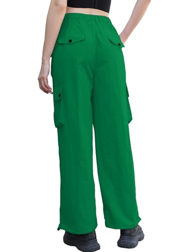 Image of Cromoncent Cargo Pants Girls & Women Parachute Pants Y2K Baggy Rave Clothes Waterproof with Pockets, 6 Years - 3XL