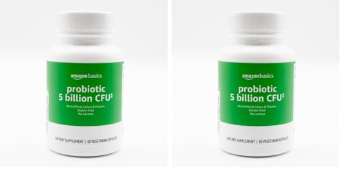 Image of Amazon Basics Probiotic 5 Billion CFU, 8 Probiotic strains with 60 mg Prebiotic Blend, 60 Count Vegetarian Capsules, 2 Month Supply, Supports Healthy Digestion (Previously Solimo) (Pack of 2)