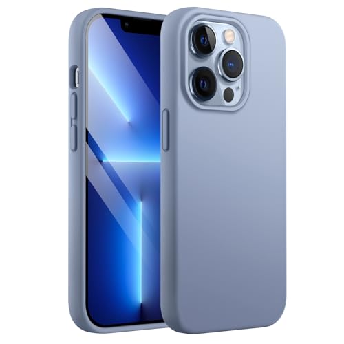 JETech Cover in Silicone per iPhone 13 Pro 6,1 Pollici, Custodia Protettiva per Tutto il Corpo Morbida al Tatto, Copertura Antiurto con Fodera in Microfibra (Azzurro Sierra)