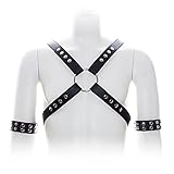 OnundOn Men's Leather Body Chest Harness With Puppy Mask Pup Play Gear for Cosplay for Games (Chest Harness03)