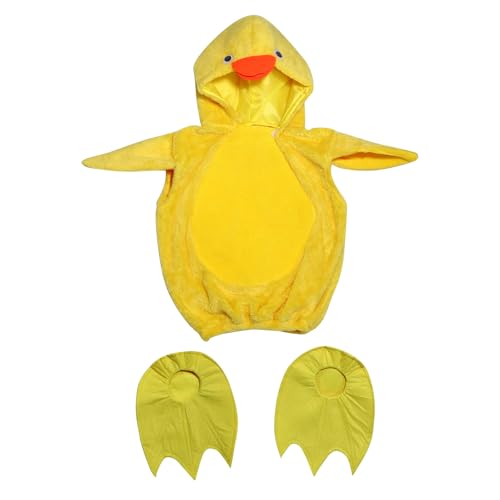 Generisch Disfraz de animal unisex con capucha para niños pequeños, de gran tamaño, de pollo, cosplay, abrigo con zapatos para disfrazarse en fiestas de Halloween, amarillo, 5-6 Años
