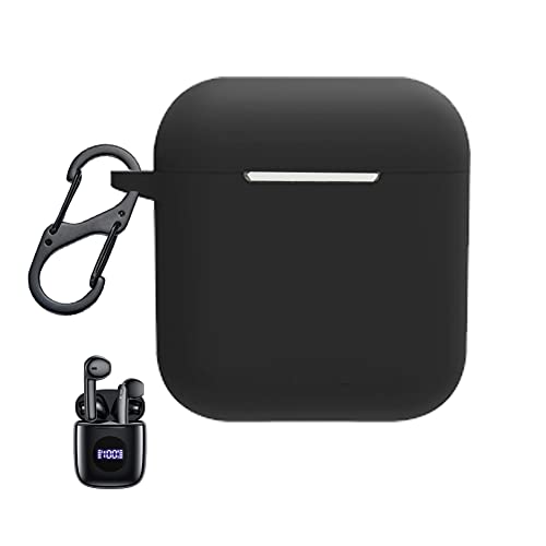 smaate Silicon Case Cover Compatible with Wireless Earbuds CAPOXO N7 and Otium, KESIEME, CXK, JOYWISE T12, PSIER BS9 with no Digital Display, Protective Skin with “S” Shaped Dual Carabiner