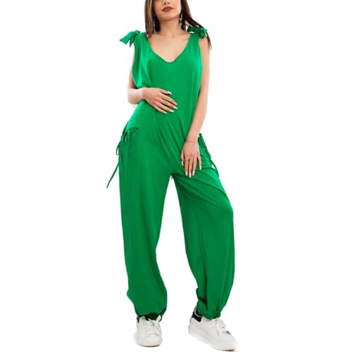 Monos de mujer Toocool casuales, pantalones oversize estilo low horse en verde único