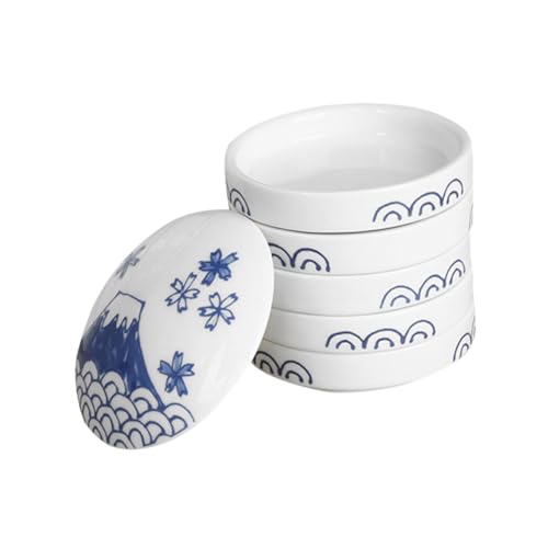 jojofuny Graceful Blue Paint Tray Palette with Cover Multi Purpose Color Mixer for Home Students Easy to Clean Porcelain Ink Mixing Dish Present for Artists