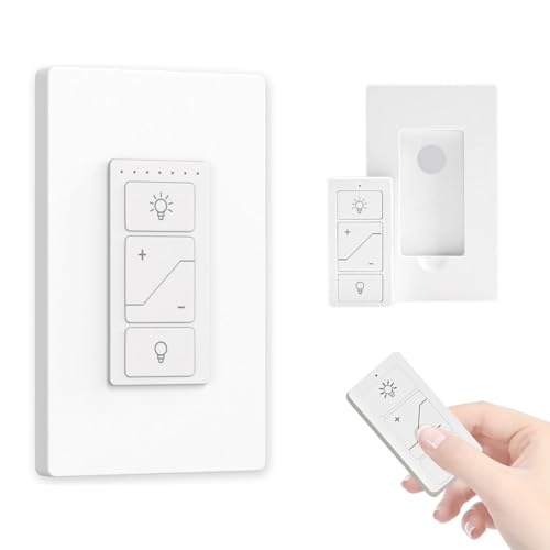 Sunmerit Smart Dimmer Light Switch with Wireless Remote Compatible with Alexa for Voice Control Electrical Smart Wall Switch for Dimmable LED/CFL INC/HAL Bulb of Ceiling Pendant Lamps Fixture