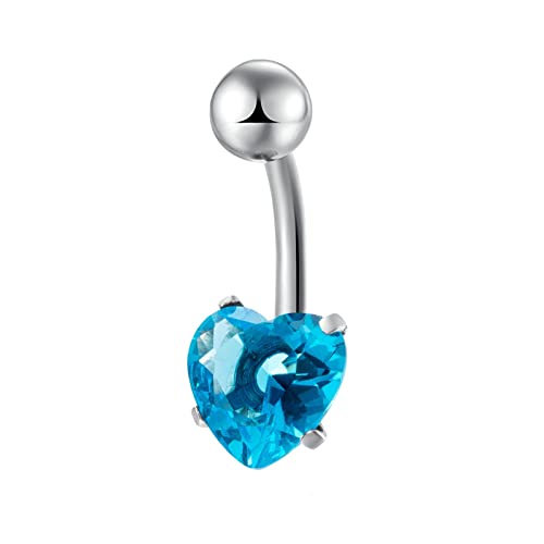 Homxi Piercing de Ombligo 8mm Piercing Ombligo Azules,Corazón Circonita Lago Azul Pearsing Ombligo Mujer Piercing Aro Ombligo Acero Quirurgico thumbnail