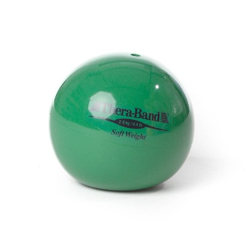 Image of THERABAND Soft Weight 4.4 Lb, 4.5 inch Medicine Ball, Weighted Exercise, Green | Ball-shaped isotonic soft weight for physical therapy, Pilates, shoulder strength and rehab exercise