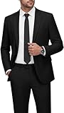 WEEN CHARM Men's Suits Black Tuxedo One Button Slim Fit 2-Piece Suit Wedding Blazer Jacket Pants Set