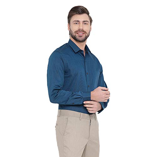 Image of Turtle Men 100% Cotton Slim Fit Yellow Solid Formal Shirt