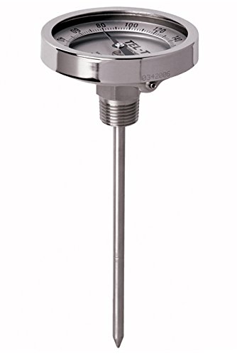 Tel-Tru 38100248 Model Gt500R Resettable Bi-Metal Process Grade Thermometer, Stainless Steel, 5" Dial, 1/2" Npt Back Connection, 0.250" Diameter x 2.5" Long 304Ss Stem, -40/120 Degrees Fahrenheit, +/- 1% Full Span Accuracy