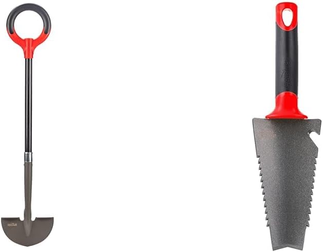 Bordeadora ergonómica de acero al carbono Pro-Lite, paleta para matar raíces, herramientas de jardinería rojas (25611, 16011)