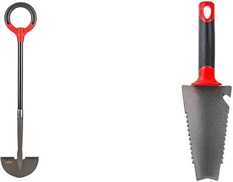 Pro-Lite Ergonomic Carbon Steel Edger, Root Slayer Trowel, Red Gardening Tools 25611, 16011