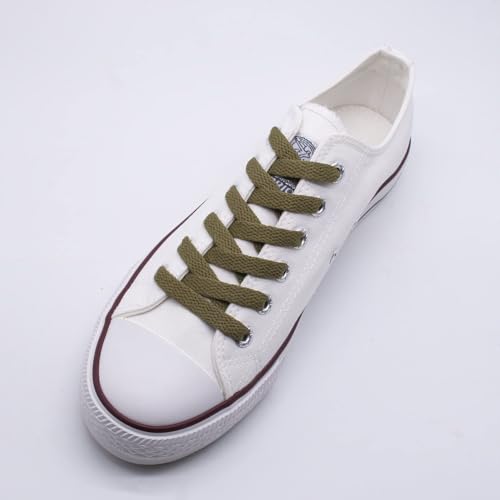 Handshop 2Pairs Flat Shoelaces 5/16" Shoe Laces For Sneakers Army Green 76