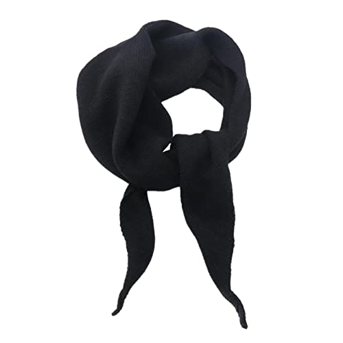 Yizelli 110x32cm Triangle Motif Tricot Écharpe pour Femmes Couleur Unie Automne Hiver Chaud Châle (Noir)