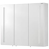 FACKELMANN LED Spiegelschrank Lugano/Badschrank mit Soft-Close-System/Maße (B x H x T): ca. 80 x 68 x 16 cm/Möbel fürs WC oder Badezimmer/Korpus: Weiß/Front: Spiegel/Breite 80 cm