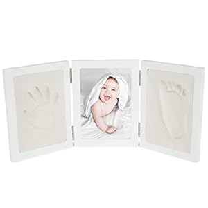 Bieco set voor gipsverband baby hand en voet | complete baby cast set met 3D houten fotolijst | fotoset met lijst voor hand cast baby | gipsverband set handen | set voet cast baby
