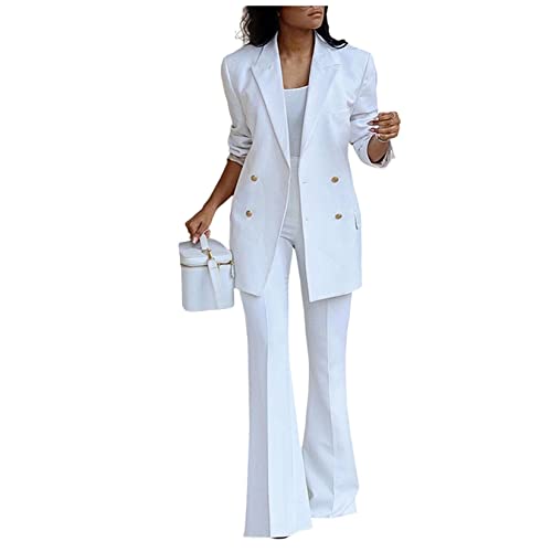 Mulheres Casuais Casaco Sólido Terno De 2 Peças Open Front Office Blazer Solid Suits Top +