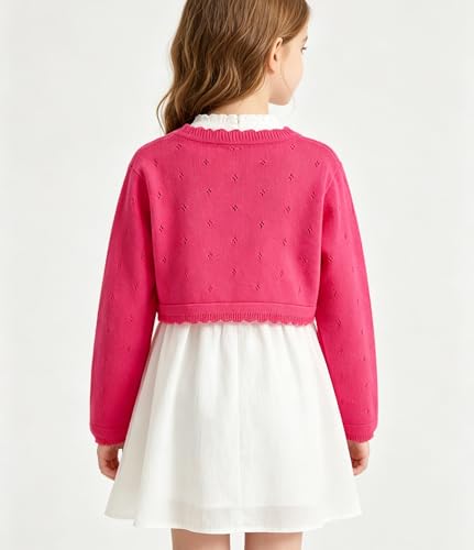Image of 2Pcs Girls' Knit Toddler Cardigan Cotton Soft Button Closure Bolero Shrug Shawl Shirt Sweater