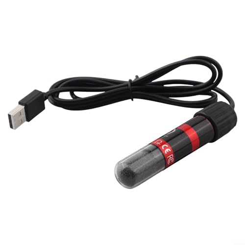 TDCuizent Riscaldatore sommergibile per acquario, USB, 90 mm, controllo automatico della temperatura, resistenza all'acqua IP68 a 26 °C, per piccoli acquari fino a 20 l, tubo in vetro duro nero a