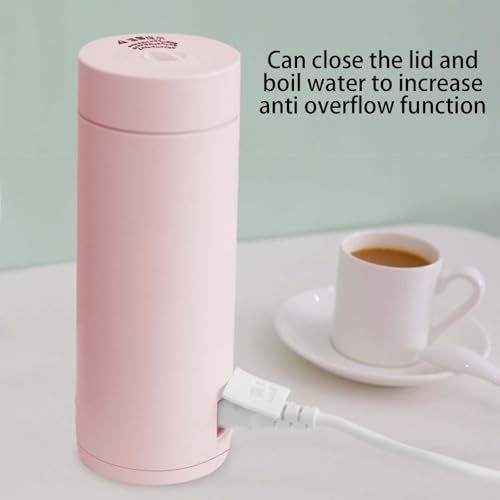 Tetera eléctrica portátil de acero inoxidable 400ml rosa miniatura 4