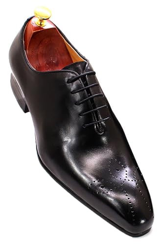 Image of Santimon Mens Oxfords Formal Dress Genuine Leather Handmade Derby Casual Brogues Oxfords Tuxedo Fashion Walking Shoes for Men