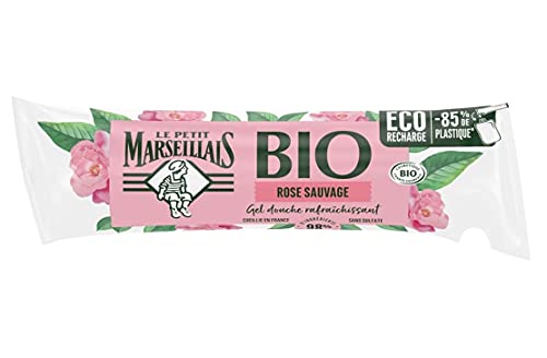 Le Petit Marseillais - Recharge Gel Douche Rafraîchissant Certifié BIO Rose Sauvage (berlingot de 250 ml) – 98 % d'origine naturelle et pH neutre pour la peau