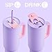 ENCOOL 40 oz Tumbler with Handle and Straw, 100% Leakproof Insulated Tumbler with Lid and Straw, Stainless Steel Travel Mug, Keeps Cold for 34 Hours, Car Cup Holder Friendly (Lavender)