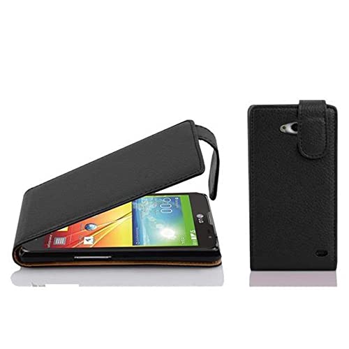Cadorabo Case Compatible with LG L90 in Oxide Black - Flip Style Case Made of Structured Faux Leather - Wallet Etui Cover Pouch PU Leather Flip