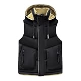 DGHM-JLMY Men's Fashion Hooded Puffer Vest Lightweight Quilted Gilet Sleeveless Zip Up Padded Jackets Coat With Pockets (4X-Large,Black)
