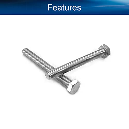 Image of Bettomshin 5Pcs M8 x 70mm Hex Bolts, 304 Stainless Steel 1.25mm Thread Pitch Fully Threaded Metric Hex Head Screw Bolts, Hexagon Screw Bolt, Hex Tap Bolts, Silver (Overall Size 75.45x13x13mm)