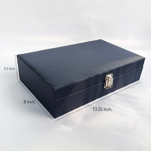 Image of MDF Unisex Faux Leather Watch Organiser Box with 12 Slots | Color: Blue