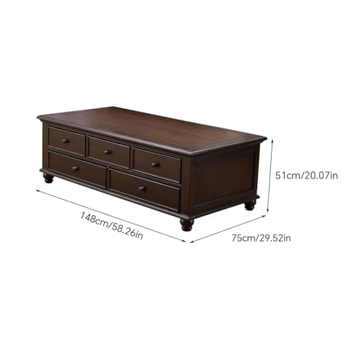 BNUTFRDD Coffee Tables Wooden Large Coffee Table Double Layer Multi-drawer Tea Living Room Retro Storage Furniture Sofa Table - Image 4