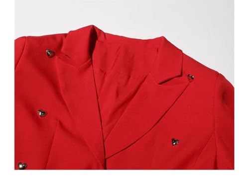 Blazer décontracté avec décoration d'amour rouge veste de printemps ample noire