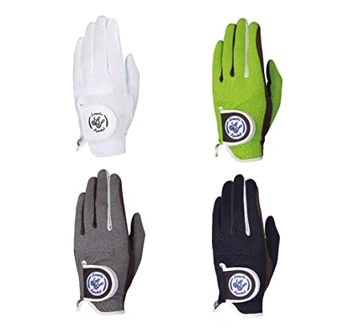 SIMPLE SYMBOL Men's RainGrip Golf Glove Four Pack(One White+One Navy Blue+One Green+One Grey) Four Color Combinations,Each Color one,Hot Wet Weather Comfort, Left Hand Right Hand(L,Left)
