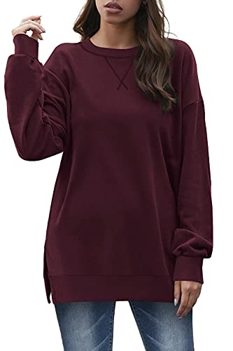 Christmas Long Sleeve Shirts for Women Fall Tunic Sweatshirts Crewneck Merry Xmas Red L